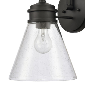 Atlas Dovas Outdoor Wall Sconce - Classic 1-Light Design with Seeded Glass for Timeless Curb Appeal Textured Black 8.5'' OL11128-BK