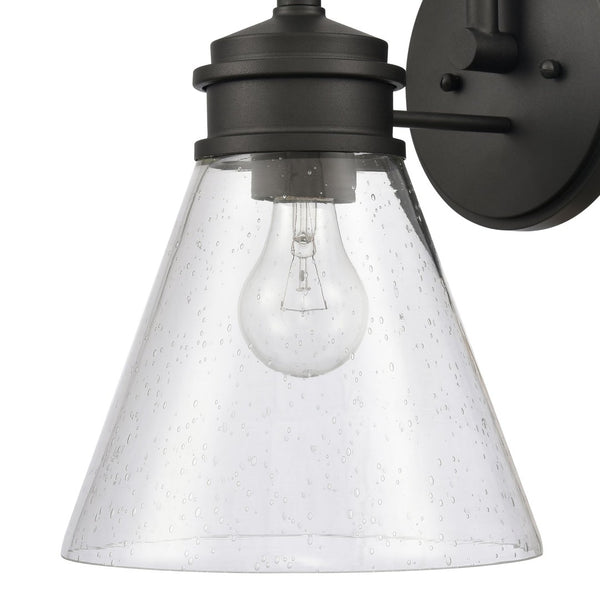 Atlas Dovas Outdoor Wall Sconce - Classic 1-Light Design with Seeded Glass for Timeless Curb Appeal Textured Black 8.5'' OL11128-BK