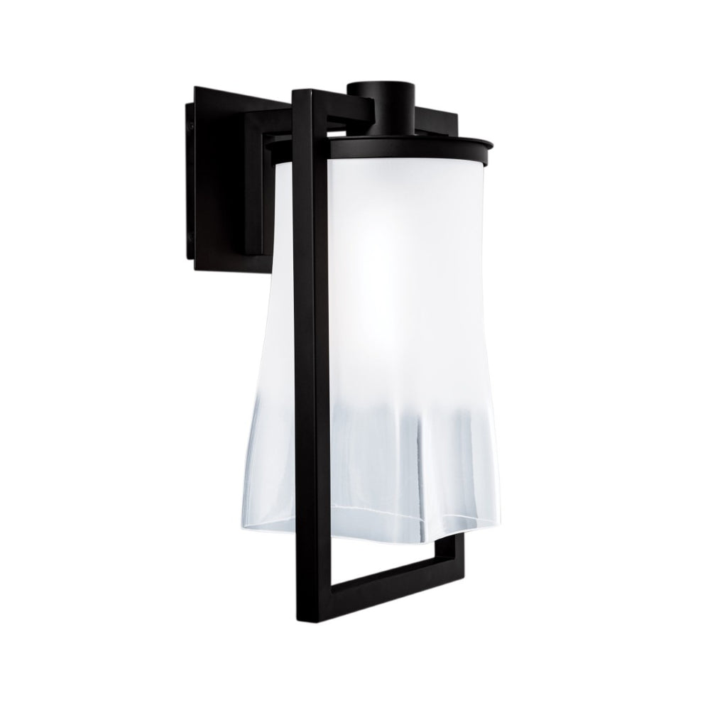Atlas Drape 1-Light Outdoor Sconce - Matte Black, Irregular Glass Shade for Stylish Exterior Illumination OL11129-BK