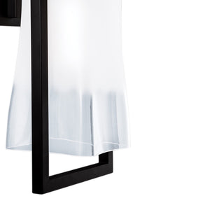Atlas Drape 1-Light Outdoor Sconce - Matte Black, Irregular Glass Shade for Stylish Exterior Illumination OL11129-BK