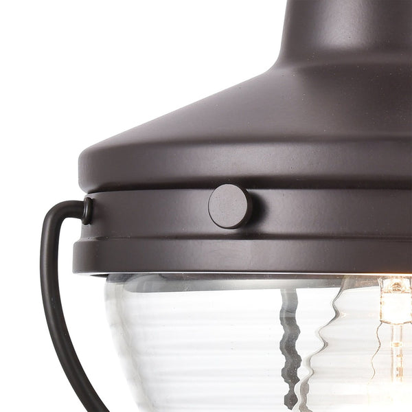 Atlas Eastport Nautical-Inspired Outdoor Wall Sconce with Clear Ribbed Glass for Coastal Charm Decor Oil Rubbed Bronze 8'' OL11130-BZ