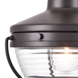 Atlas Eastport Nautical-Inspired Outdoor Wall Sconce with Clear Ribbed Glass for Coastal Charm Decor Oil Rubbed Bronze 9'' OL11131-BZ