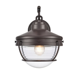 Atlas Eastport Nautical-Inspired Outdoor Wall Sconce with Clear Ribbed Glass for Coastal Charm Decor Oil Rubbed Bronze 11'' OL11132-BZ