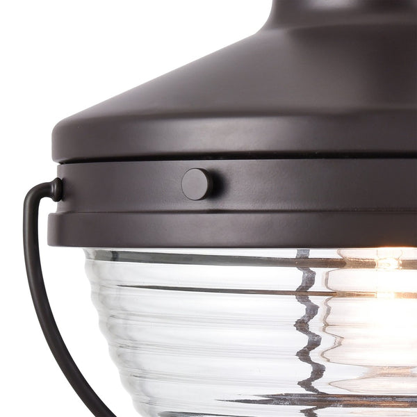 Atlas Eastport Nautical-Inspired Outdoor Wall Sconce with Clear Ribbed Glass for Coastal Charm Decor Oil Rubbed Bronze 11'' OL11132-BZ