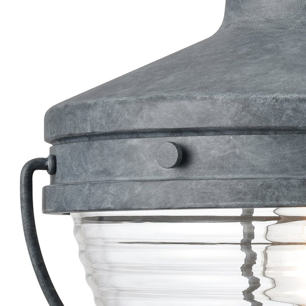 Atlas Eastport Nautical-Inspired Outdoor Wall Sconce with Clear Ribbed Glass for Coastal Charm Decor Aged Zinc 11'' OL11133-GY