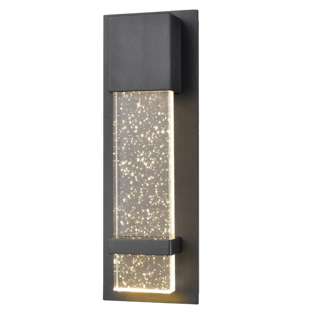Atlas Emode 14'' High Matte Black LED Outdoor Sconce with Cut-Corner Crystal for Elegant Illumination OL11134-BK
