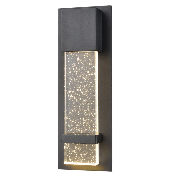 Atlas Emode 14'' High Matte Black LED Outdoor Sconce with Cut-Corner Crystal for Elegant Illumination OL11134-BK