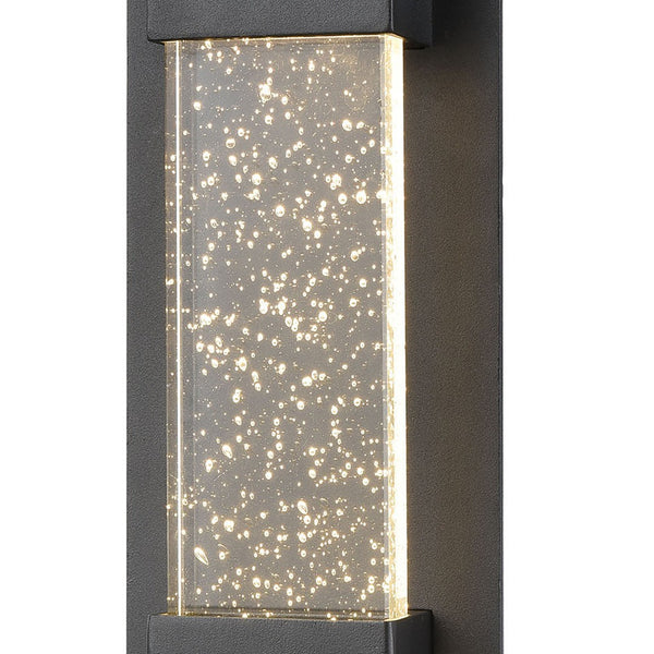 Atlas Emode 14'' High Matte Black LED Outdoor Sconce with Cut-Corner Crystal for Elegant Illumination OL11134-BK