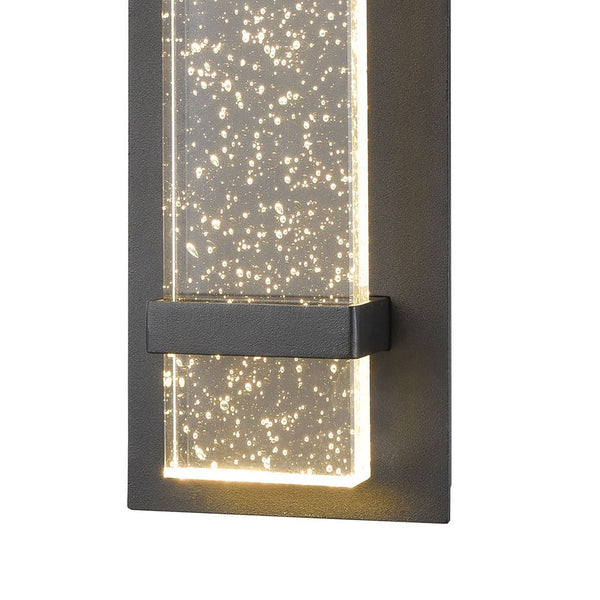Atlas Emode 14'' High Matte Black LED Outdoor Sconce with Cut-Corner Crystal for Elegant Illumination OL11134-BK