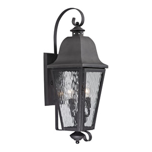 Atlas Forged Brookridge 30” High 3-Light Outdoor Sconce - Timeless Lantern Design for Elegant Illumination Charcoal 10'' OL11135-BK