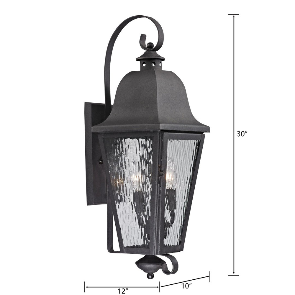 Atlas Forged Brookridge 30” High 3-Light Outdoor Sconce - Timeless Lantern Design for Elegant Illumination Charcoal 10'' OL11135-BK