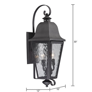 Atlas Forged Brookridge 30” High 3-Light Outdoor Sconce - Timeless Lantern Design for Elegant Illumination Charcoal 10'' OL11135-BK