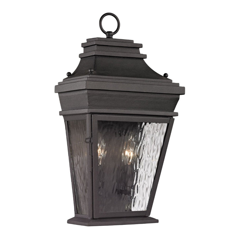 Atlas Forged Provincial 2-Light Outdoor Sconce - Traditional Lantern Design for Elegant Exterior Illumination Charcoal 12'' OL11317-BK