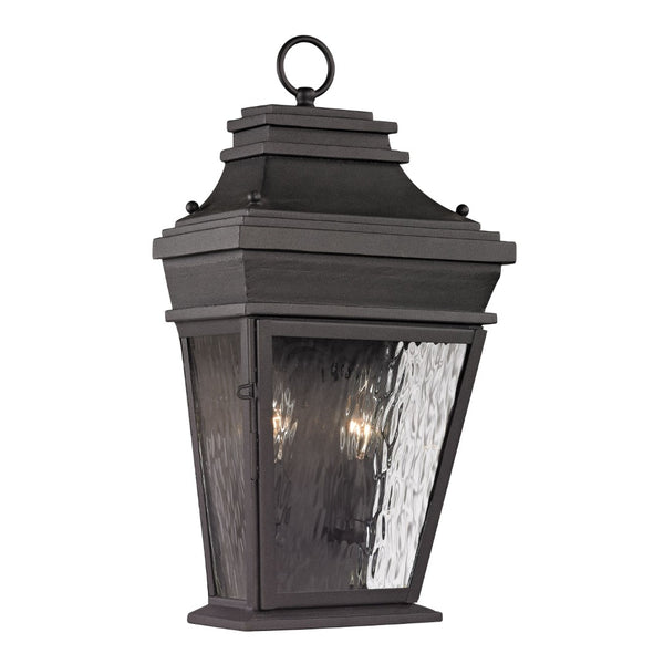 Atlas Forged Provincial 2-Light Outdoor Sconce - Traditional Lantern Design for Elegant Exterior Illumination Charcoal 10'' OL11136-BK