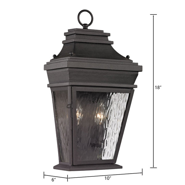 Atlas Forged Provincial 2-Light Outdoor Sconce - Traditional Lantern Design for Elegant Exterior Illumination Charcoal 10'' OL11136-BK