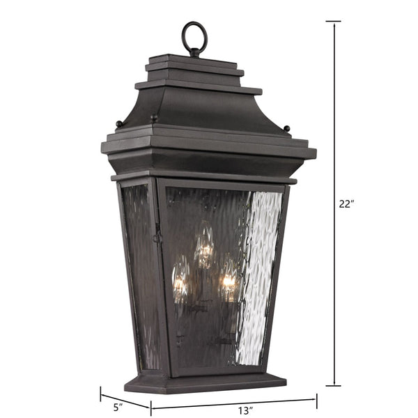 Atlas Forged Provincial 2-Light Outdoor Sconce - Traditional Lantern Design for Elegant Exterior Illumination Charcoal 13'' OL11137-BK