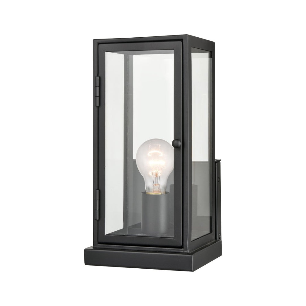 Atlas Foundation Modern 12'' Outdoor Sconce - Durable Design with Clear Glass Panels & Aged Brass Accent Matte Black 6'' OL11139-BK