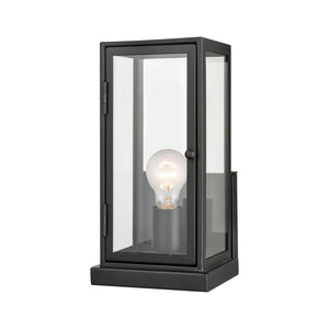 Atlas Foundation Modern 12'' Outdoor Sconce - Durable Design with Clear Glass Panels & Aged Brass Accent Matte Black 6'' OL11139-BK