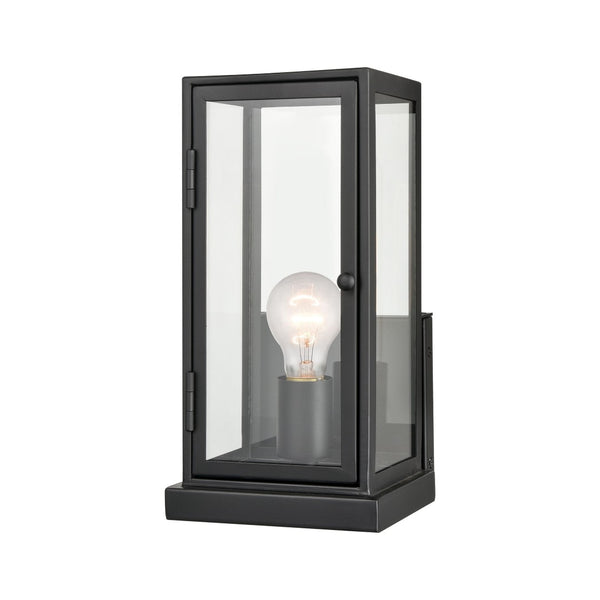 Atlas Foundation Modern 12'' Outdoor Sconce - Durable Design with Clear Glass Panels & Aged Brass Accent Matte Black 6'' OL11139-BK