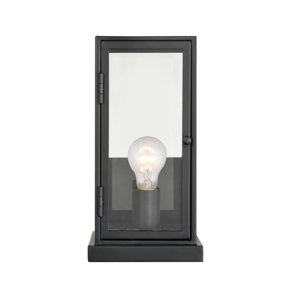Atlas Foundation Modern 12'' Outdoor Sconce - Durable Design with Clear Glass Panels & Aged Brass Accent Matte Black 6'' OL11139-BK