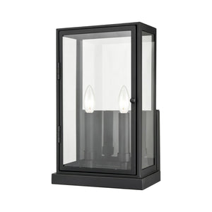 Atlas Foundation Modern 12'' Outdoor Sconce - Durable Design with Clear Glass Panels & Aged Brass Accent Matte Black 9'' OL11141-BK