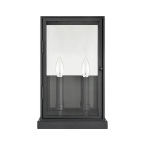 Atlas Foundation Modern 12'' Outdoor Sconce - Durable Design with Clear Glass Panels & Aged Brass Accent Matte Black 9'' OL11141-BK