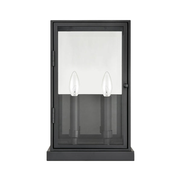 Atlas Foundation Modern 12'' Outdoor Sconce - Durable Design with Clear Glass Panels & Aged Brass Accent Matte Black 9'' OL11141-BK