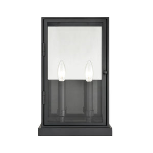 Atlas Foundation Modern 12'' Outdoor Sconce - Durable Design with Clear Glass Panels & Aged Brass Accent Matte Black 9'' OL11141-BK