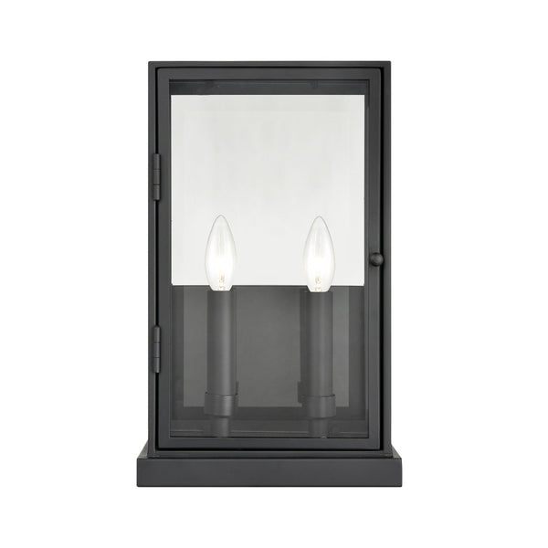 Atlas Foundation Modern 12'' Outdoor Sconce - Durable Design with Clear Glass Panels & Aged Brass Accent Matte Black 9'' OL11141-BK