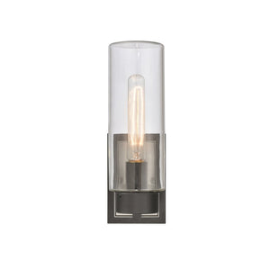 Atlas Garity 13.5" Elegant Outdoor Sconce - Modern Clear Glass Cylinder for Stylish Illumination & Design Textured Black 4.5'' OL11142-BK