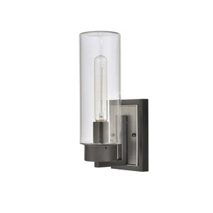 Atlas Garity 13.5" Elegant Outdoor Sconce - Modern Clear Glass Cylinder for Stylish Illumination & Design Textured Black 4.5'' OL11142-BK