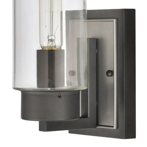 Atlas Garity 13.5" Elegant Outdoor Sconce - Modern Clear Glass Cylinder for Stylish Illumination & Design Textured Black 4.5'' OL11142-BK