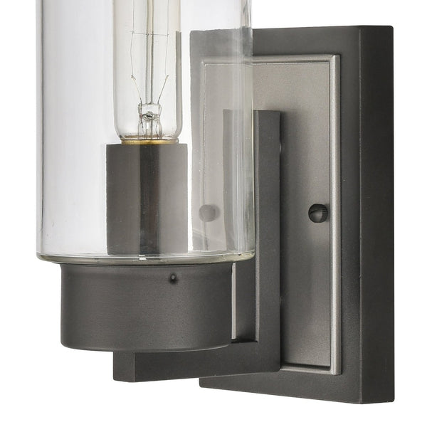 Atlas Garity 13.5" Elegant Outdoor Sconce - Modern Clear Glass Cylinder for Stylish Illumination & Design Textured Black 4.5'' OL11142-BK
