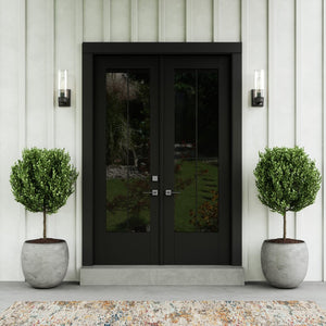 Atlas Garity 13.5" Elegant Outdoor Sconce - Modern Clear Glass Cylinder for Stylish Illumination & Design Textured Black 4.5'' OL11142-BK