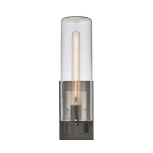Atlas Garity 13.5" Elegant Outdoor Sconce - Modern Clear Glass Cylinder for Stylish Illumination & Design Textured Black 5.25'' OL11143-BK