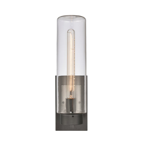 Atlas Garity 13.5" Elegant Outdoor Sconce - Modern Clear Glass Cylinder for Stylish Illumination & Design Textured Black 5.25'' OL11143-BK