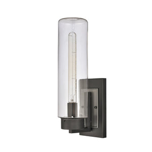 Atlas Garity 13.5" Elegant Outdoor Sconce - Modern Clear Glass Cylinder for Stylish Illumination & Design Textured Black 5.25'' OL11143-BK