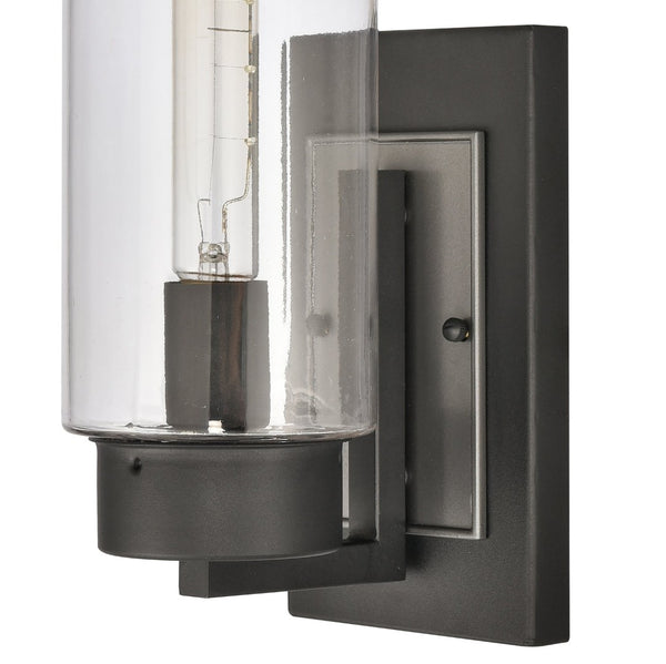 Atlas Garity 13.5" Elegant Outdoor Sconce - Modern Clear Glass Cylinder for Stylish Illumination & Design Textured Black 5.25'' OL11143-BK