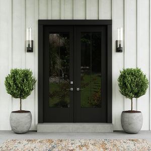 Atlas Garity 13.5" Elegant Outdoor Sconce - Modern Clear Glass Cylinder for Stylish Illumination & Design Textured Black 5.25'' OL11143-BK
