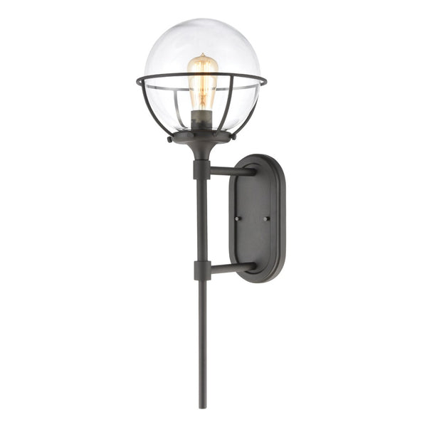 Atlas Girard 28'' High 1-Light Outdoor Sconce - Midcentury Modern Charcoal Fixture for Elegant Exteriors OL11145-BK