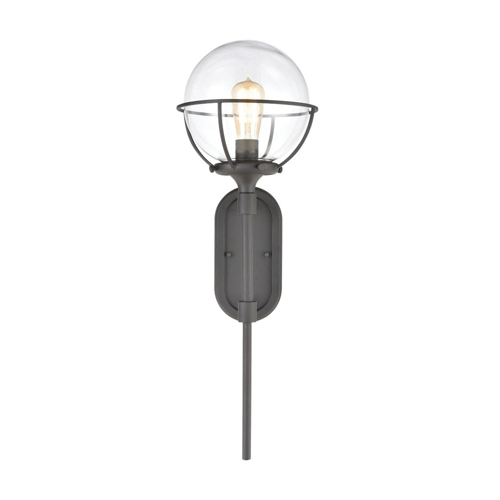Atlas Girard 28'' High 1-Light Outdoor Sconce - Midcentury Modern Charcoal Fixture for Elegant Exteriors OL11145-BK