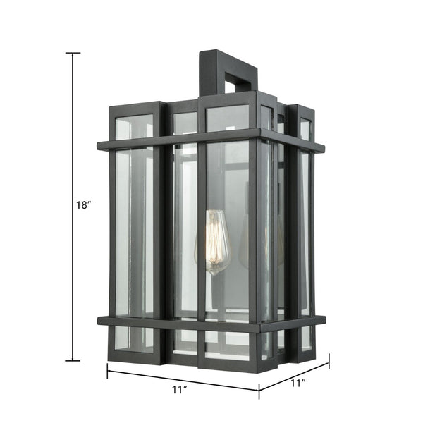 Atlas Glass Tower 18'' High Outdoor Sconce - Modern Matte Black Design for Entryways and Patios OL11146-BK