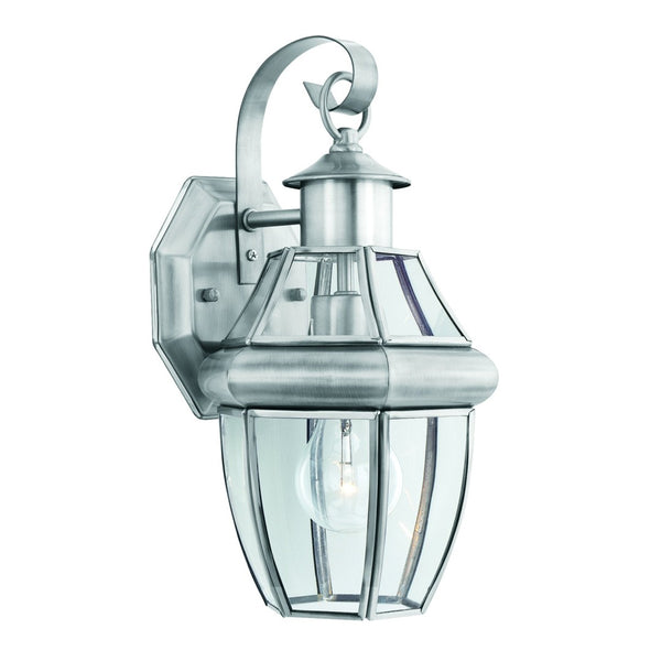 Atlas Heritage 13.25'' High Outdoor Sconce - Timeless Lantern Design with Curved Glass Panels for Charm Brushed Nickel OL11153-NK
