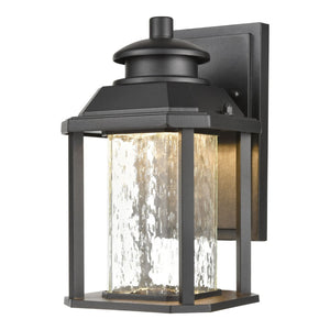 Atlas Irvine 10" High 1-Light Outdoor Sconce - Stylish LED Wall Light with Seeded Glass for Your Home Matte Black 6'' OL11162-BK