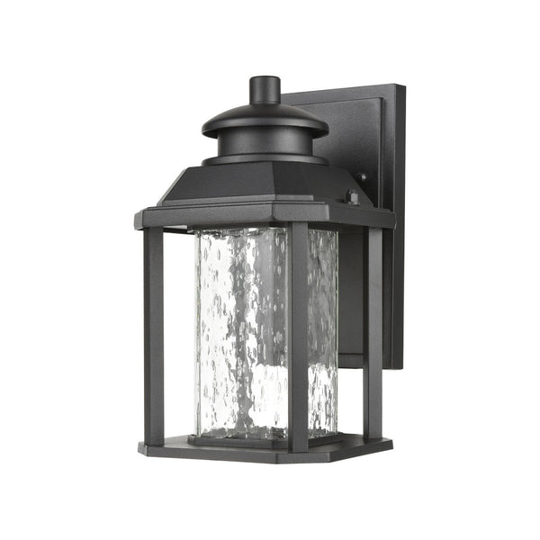 Atlas Irvine 10" High 1-Light Outdoor Sconce - Stylish LED Wall Light with Seeded Glass for Your Home Matte Black 6'' OL11162-BK