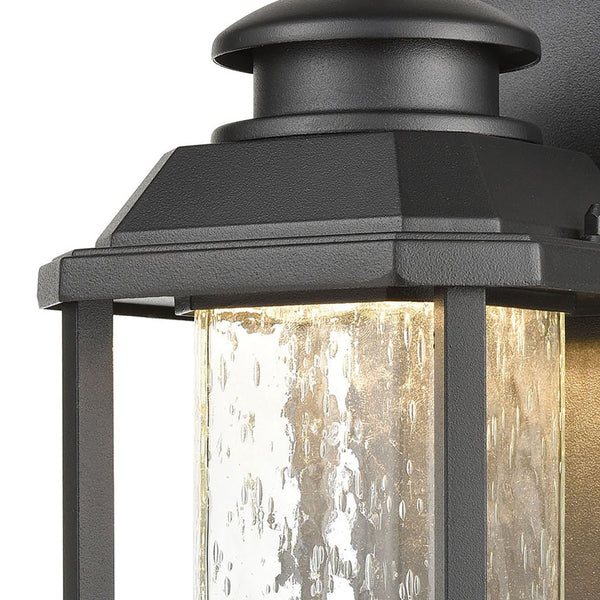 Atlas Irvine 10" High 1-Light Outdoor Sconce - Stylish LED Wall Light with Seeded Glass for Your Home Matte Black 6'' OL11162-BK