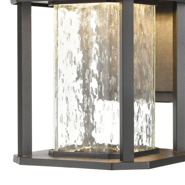 Atlas Irvine 10" High 1-Light Outdoor Sconce - Stylish LED Wall Light with Seeded Glass for Your Home Matte Black 6'' OL11162-BK