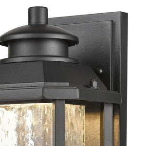 Atlas Irvine 10" High 1-Light Outdoor Sconce - Stylish LED Wall Light with Seeded Glass for Your Home Matte Black 6'' OL11162-BK