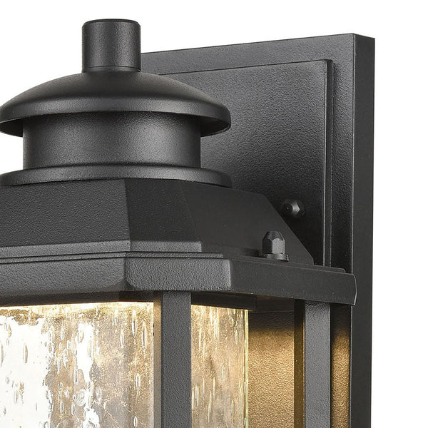 Atlas Irvine 10" High 1-Light Outdoor Sconce - Stylish LED Wall Light with Seeded Glass for Your Home Matte Black 6'' OL11162-BK