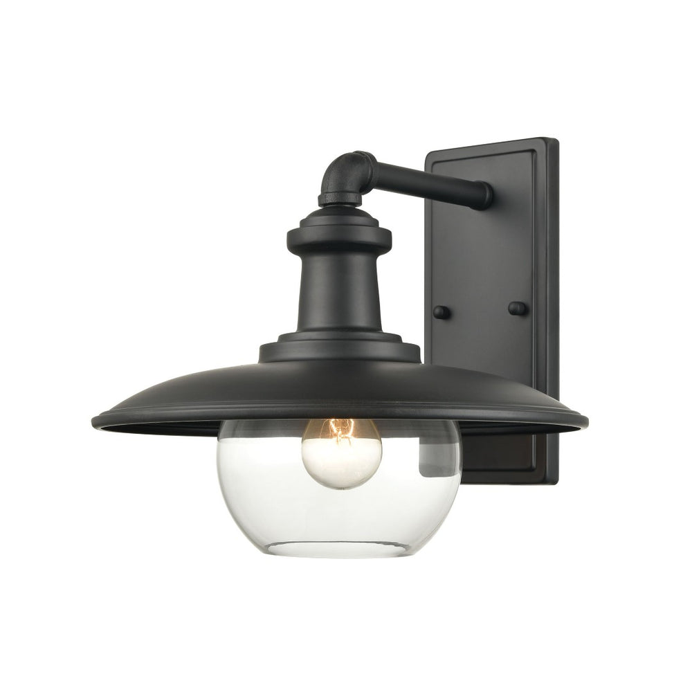 Atlas Jackson 12-Inch High Outdoor Sconce - Vintage Barn-Style Design for Timeless Curb Appeal and Illumination Matte Black 13'' OL11163-BK